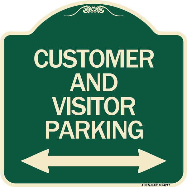 Customer and Visitor Parking Bidirectional Arrow Heavy-Gauge Aluminum Sign, 18" x 18", G-1818-24217